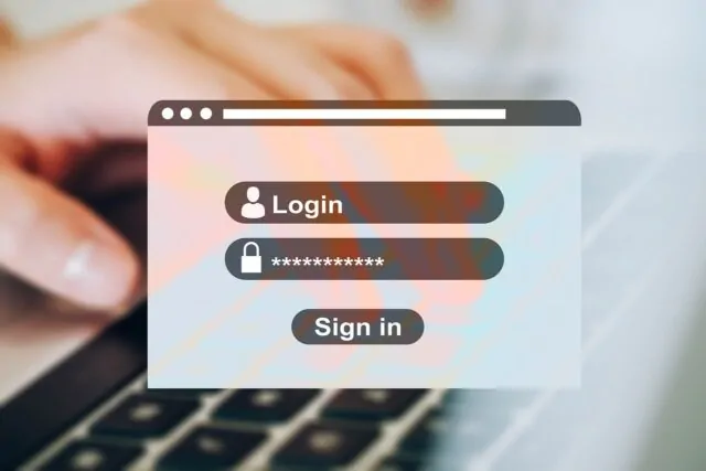 Username and password login screen