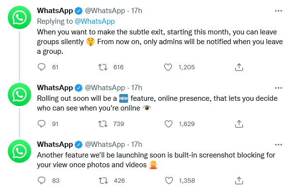 WhatsApp privacy update message on Twitter.