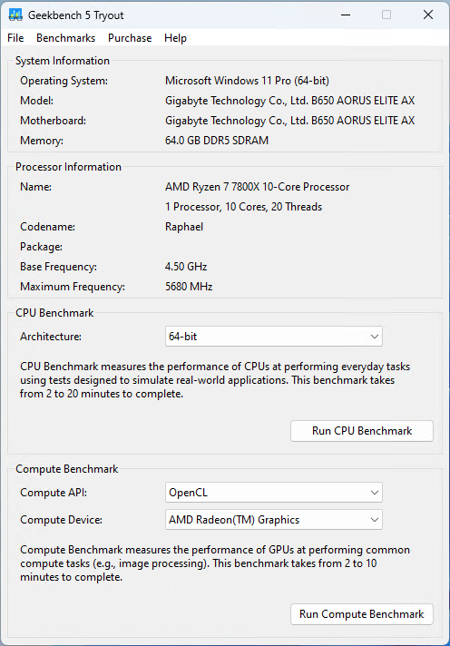 AMD Ryzen 7 7800X Test Page In Geekbenc