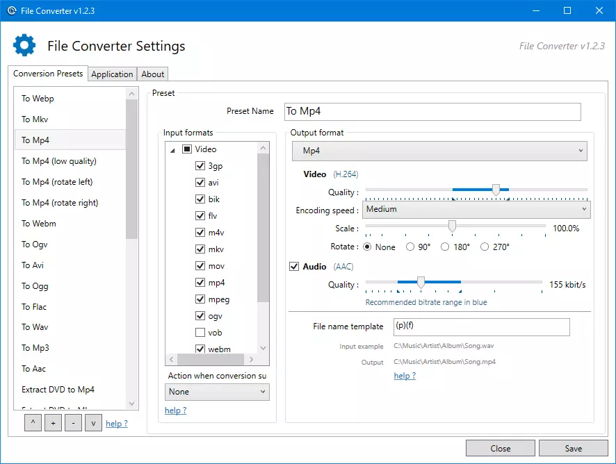 FileConverter Video Conversion Settings