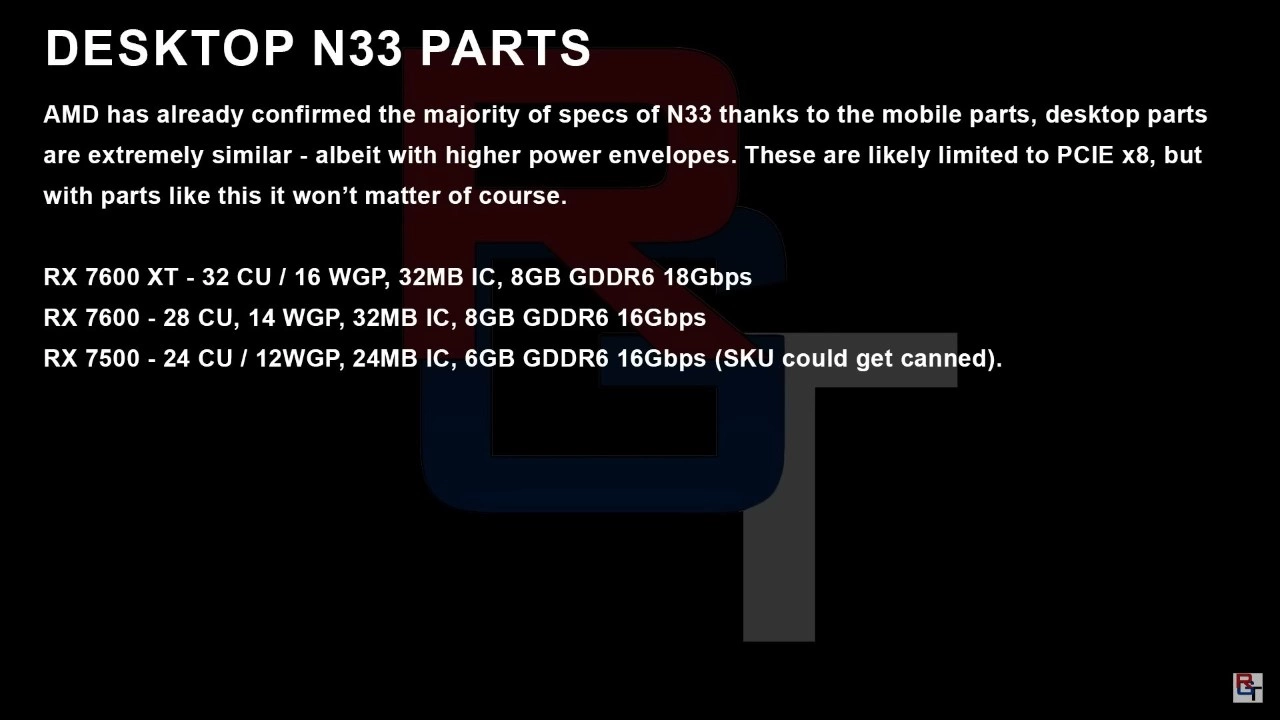 AMD Navi 33 Radeon 7600 XT 7500 XT Rumored Specifications RedGamingTech