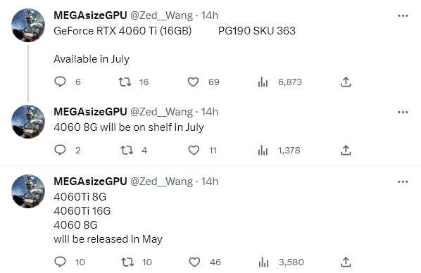 RTX 4060 Ti, 4060 Release Dates