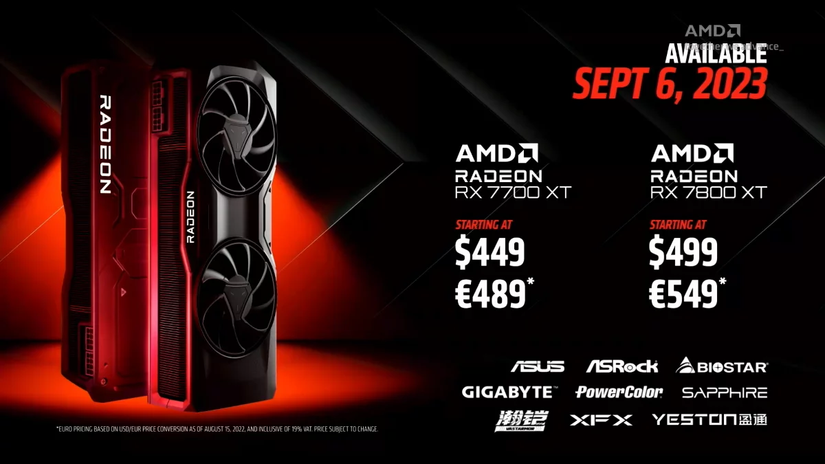 AMD Radeon RX 7800 XT and RX 7700 Cost / Price And Release Date.
