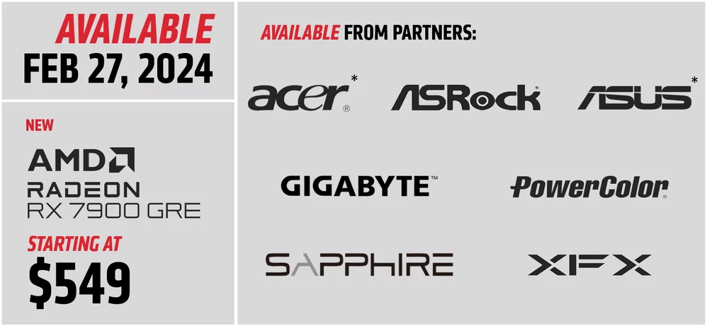AMD Radeon RX 7900 GRE Brands Prices